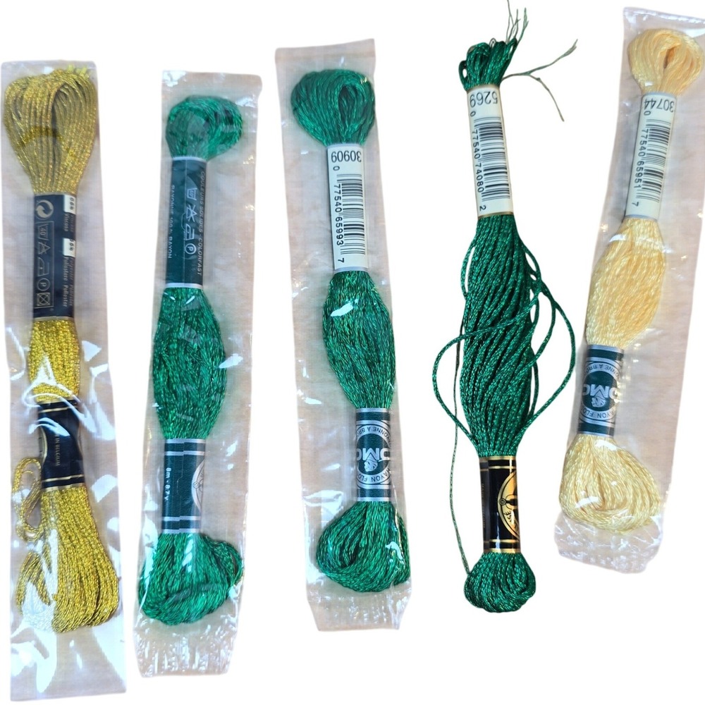 DMC Rayon Floss Embroidery Thread Gold Green 5263 5284 30909 30744